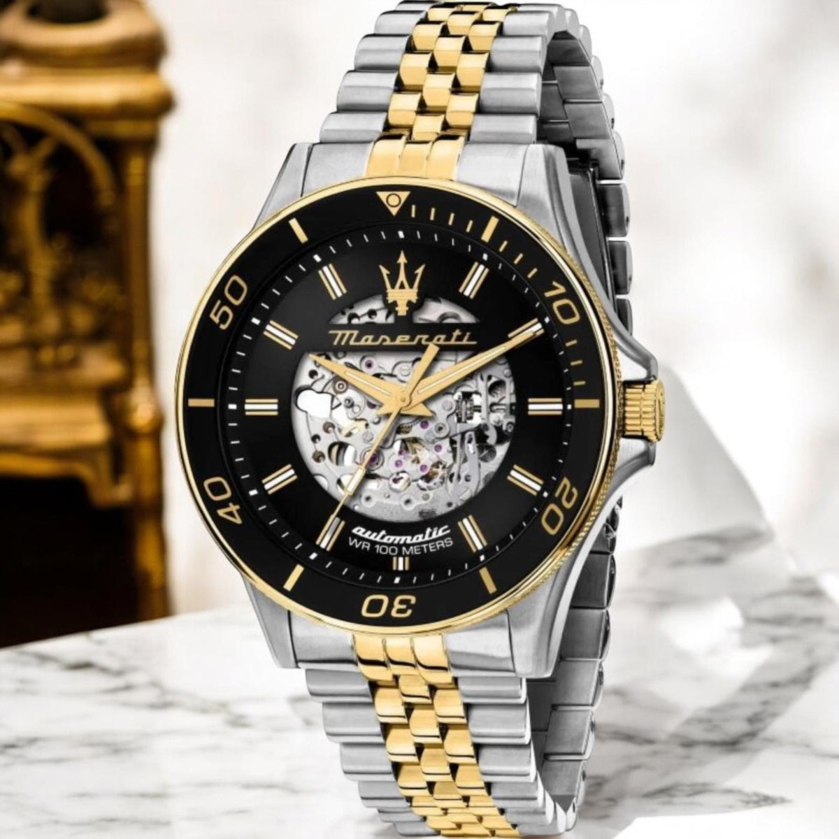  Shop Authentic Maserati SFIDA Automatic Skeleton Black Dial Two Tone Steel Strap Watch For Men - R8823140010 - Luxxuri