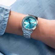  Shop Authentic Guess Connoisseur Turquoise Dial Silver Steel Strap Watch for Men - GW0265G11 - Luxxuri