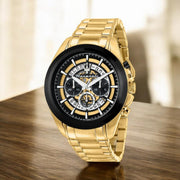 Shop Authentic Maserati Traguardo Skeleton Black Dial Gold Steel Strap Watch For Men - R8873612058 - Luxxuri