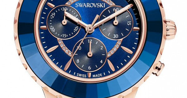  Shop Authentic Swarovski Octea Lux Chrono Blue Dial Blue Leather Strap Watch for Women - 5563480 - Luxxuri