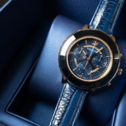  Shop Authentic Swarovski Octea Lux Chrono Blue Dial Blue Leather Strap Watch for Women - 5563480 - Luxxuri