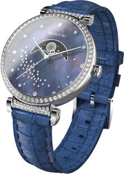  Shop Authentic Swarovski Passage Moon Phase Blue Dial Blue Leather Strap Watch for Women - 5613320 - Luxxuri