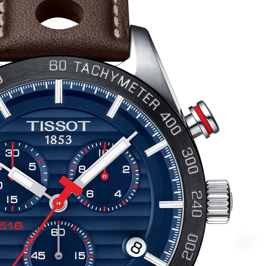  Shop Authentic Tissot PRS 516 Chronograph Blue Dial Brown Leather Strap Watch For Men - T100.417.16.041.00 - Luxxuri