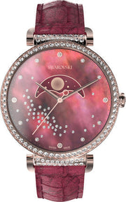  Shop Authentic Swarovski Passage Moon Phase Red Dial Red Leather Strap Watch for Women - 5613323 - Luxxuri