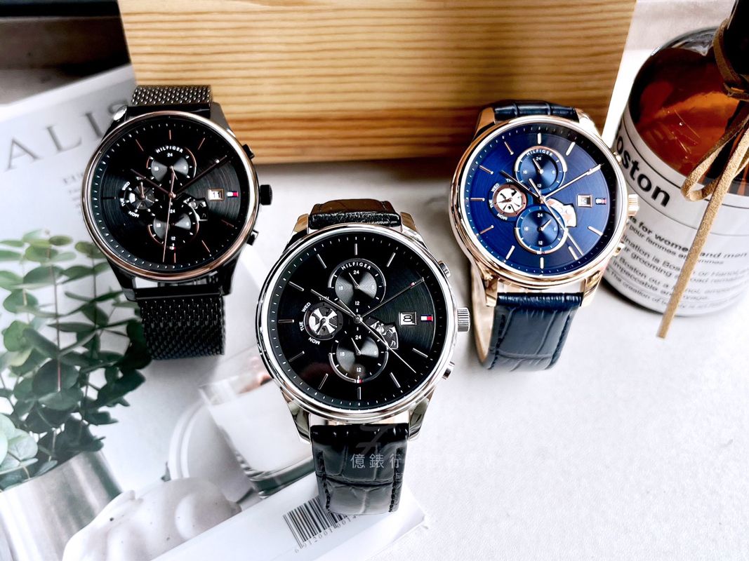  Shop Authentic Tommy Hilfiger Weston Chronograph Black Dial Black Leather Strap Watch For Men - 1710502 - Luxxuri