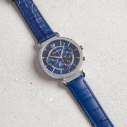  Shop Authentic Swarovski Passage Chrono Crystal Blue Dial Blue Leather Strap Watch for Women - 5580342 - Luxxuri