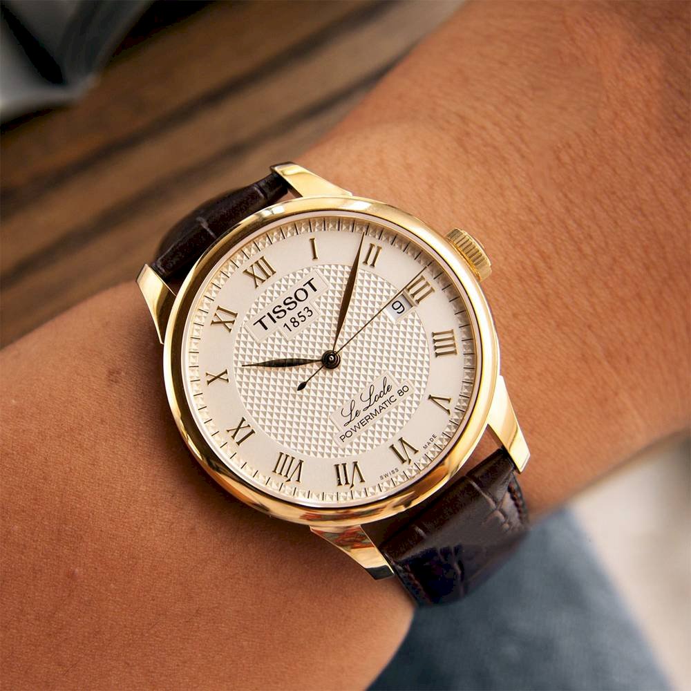  Shop Authentic Tissot Le Locle Powermatic 80 Gold Dial Brown Leather Strap Watch For Men - T006.407.36.263.00 - Luxxuri