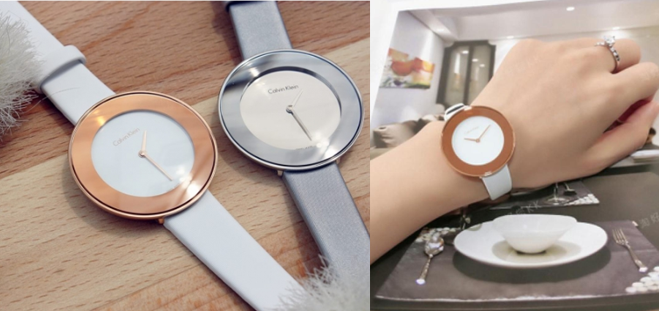  Shop Authentic Calvin Klein Chic White Dial White Leather Strap Watch for Women - K7N236K2 - Luxxuri