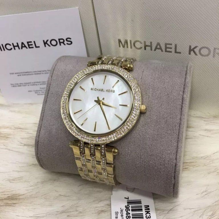  Shop Authentic Michael Kors Darci Mother of Pearl Dial Gold Steel Strap Watch for Women - MK3219 - Luxxuri