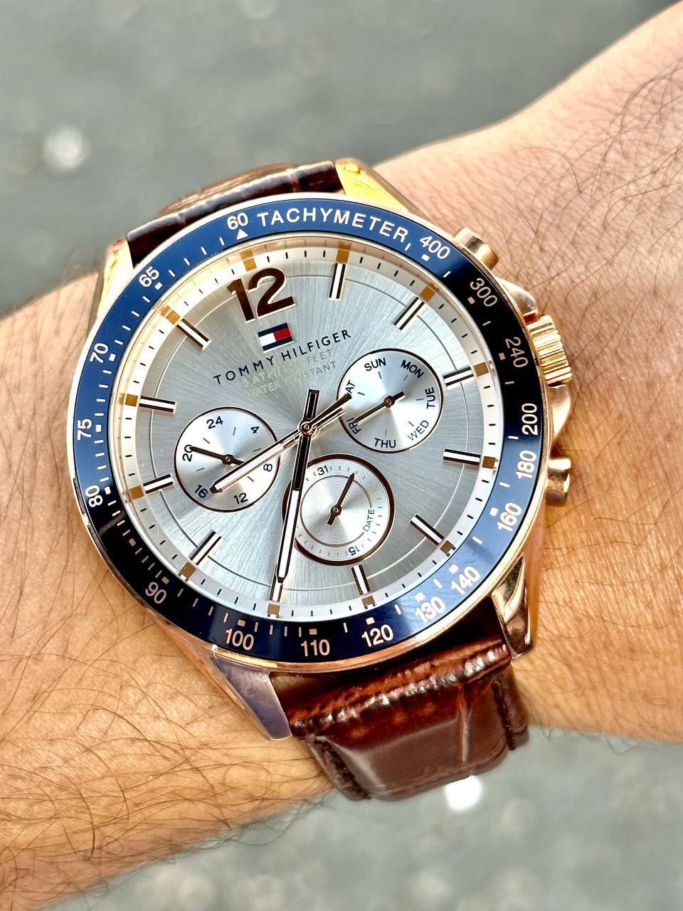  Shop Authentic Tommy Hilfiger Luke Quartz White Dial Brown Leather Strap Watch for Men - 1791118 - Luxxuri