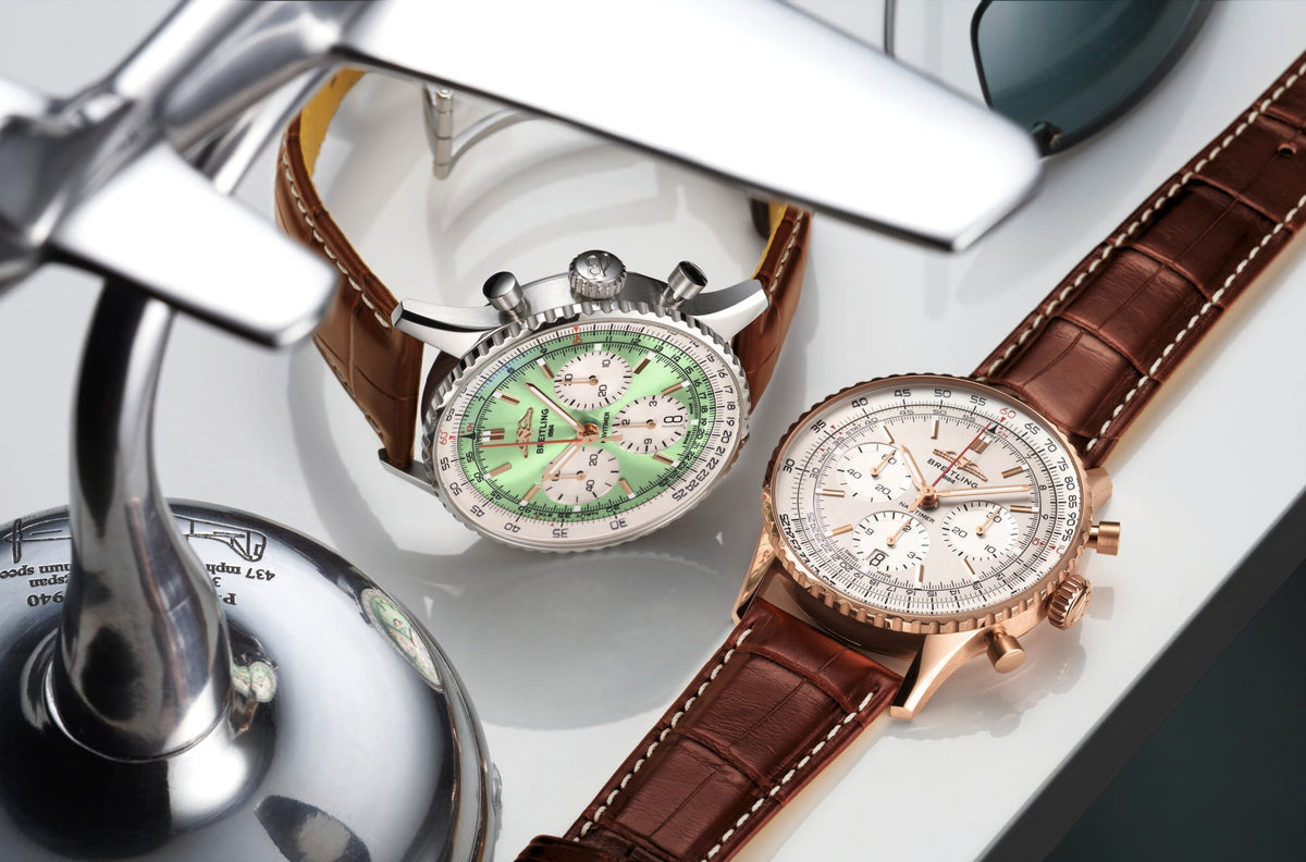  Shop Authentic Breitling Navitimer B01 Chronograph 41 Green Dial Brown Leather Strap Watch for Men - AB0139211L1P1 - Luxxuri