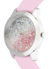  Shop Authentic Guess Crush Crystals Silver Dial Pink Rubber Strap Watch for Women - W1223L1 - Luxxuri