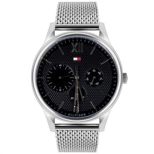  Shop Authentic Tommy Hilfiger Damon Quartz Chronograph Black Dial Silver Mesh Bracelet Watch for Men - 1791415 - Luxxuri