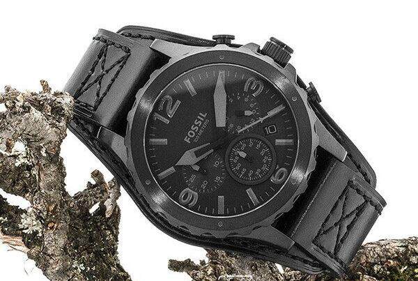  Shop Authentic Fossil Nate Chronograph Black Dial Black Leather Strap Watch for Men - JR1510 - Luxxuri