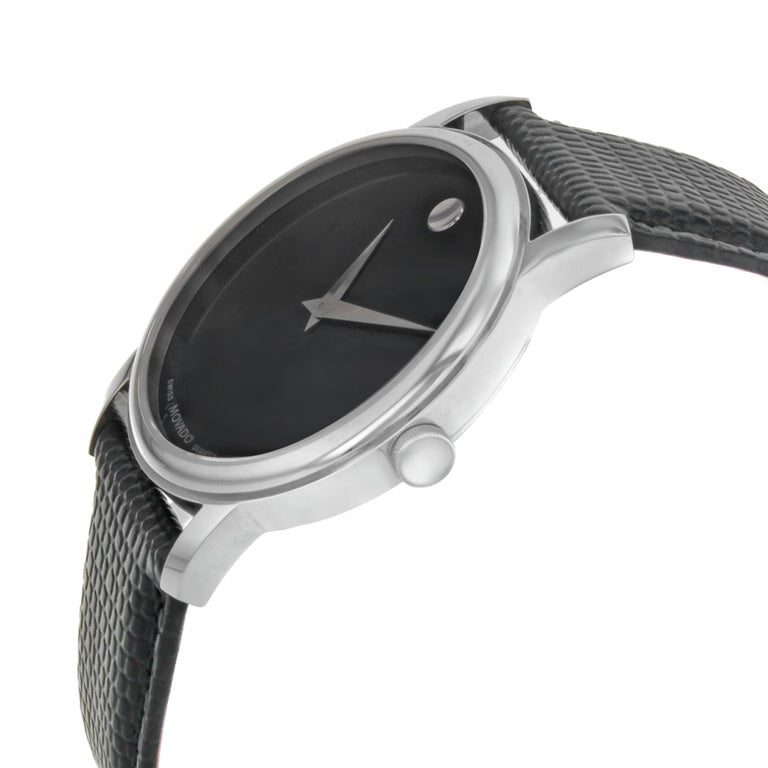 Shop Authentic Movado Museum Black Dial Black Leather Strap Watch For Men - 2100002 - Luxxuri