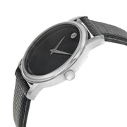  Shop Authentic Movado Museum Black Dial Black Leather Strap Watch For Men - 2100002 - Luxxuri