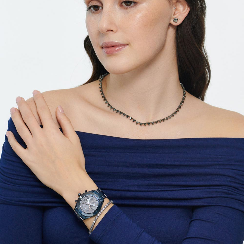  Shop Authentic Swarovski Octea Lux Sport Chronograph Blue Dial Blue Steel Strap Watch for Women - 5610475 - Luxxuri