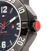 Shop Authentic Tommy Hilfiger Cole Black Dial Blue Rubber Strap Watch for Men - 1790984 - Luxxuri