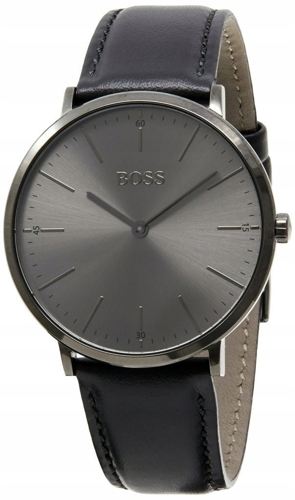  Shop Authentic Hugo Boss Modern Grey Dial Black Leather Strap Watch for Men - 1513540 - Luxxuri