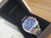  Shop Authentic Emporio Armani Chronograph Quartz Blue Dial Silver Steel Strap Watch For Men - AR11082 - Luxxuri