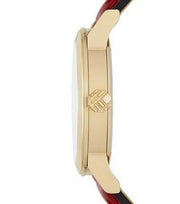 Shop Authentic Burberry The City Gold Dial Red Leather Strap Watch for Women - BU9140 - Luxxuri