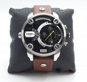  Shop Authentic Diesel SBA Dual Time Black Dial Brown Leather Strap Watch For Men - DZ7264 - Luxxuri