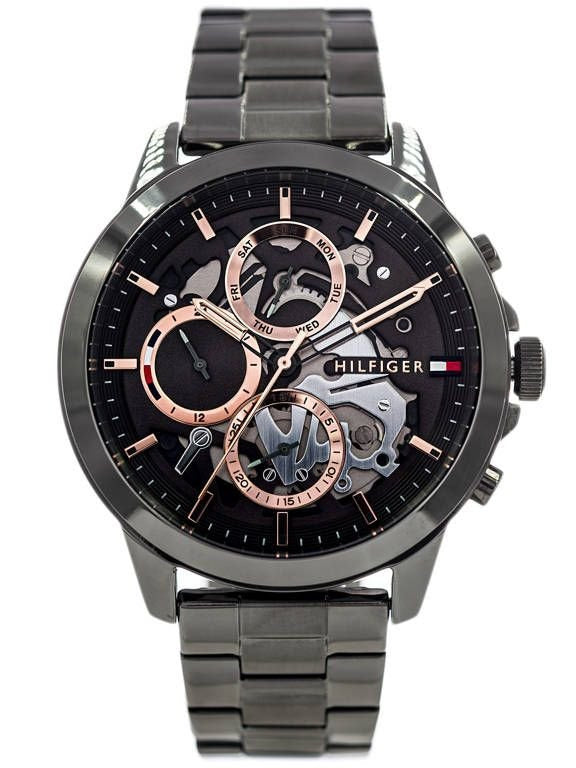  Shop Authentic Tommy Hilfiger Henry Chronograph Grey Dial Grey Steel Strap Watch For Men - 1710479 - Luxxuri