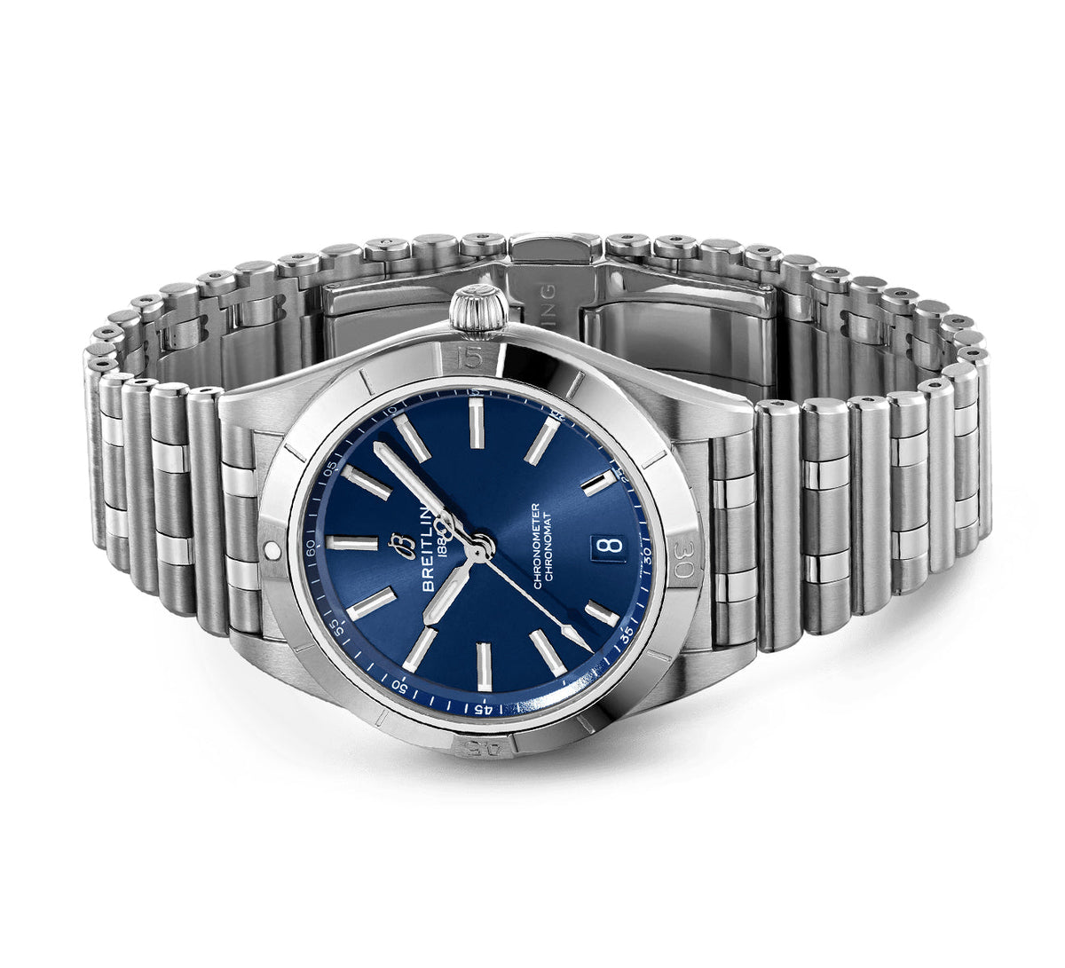  Shop Authentic Breitling Chronomat Automatic 36 Blue Dial Silver Steel Strap Watch for Women - A10380101C1A1 - Luxxuri