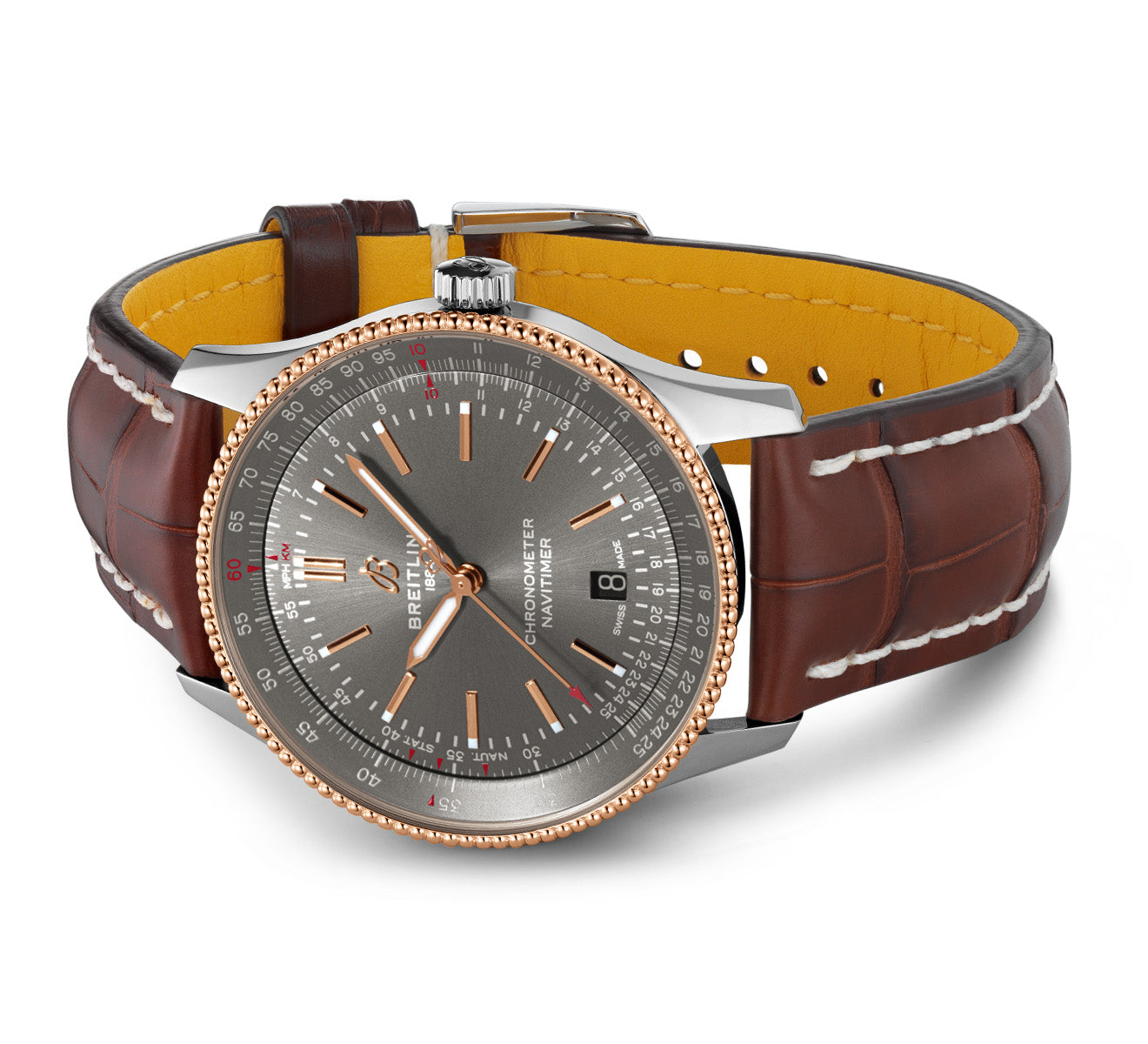  Shop Authentic Breitling Navitimer Automatic 41 Grey Dial Brown Leather Strap Watch for Men - U17326121M1P1 - Luxxuri