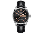  Shop Authentic Tag Heuer Carrera Day Date Black Dial Black Leather Strap Watch for Men - WBN2013.FC6503 - Luxxuri