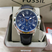 Shop Authentic Fossil Grant Chronograph Blue Dial Black Leather Strap Watch for Men - FS4990 - Luxxuri