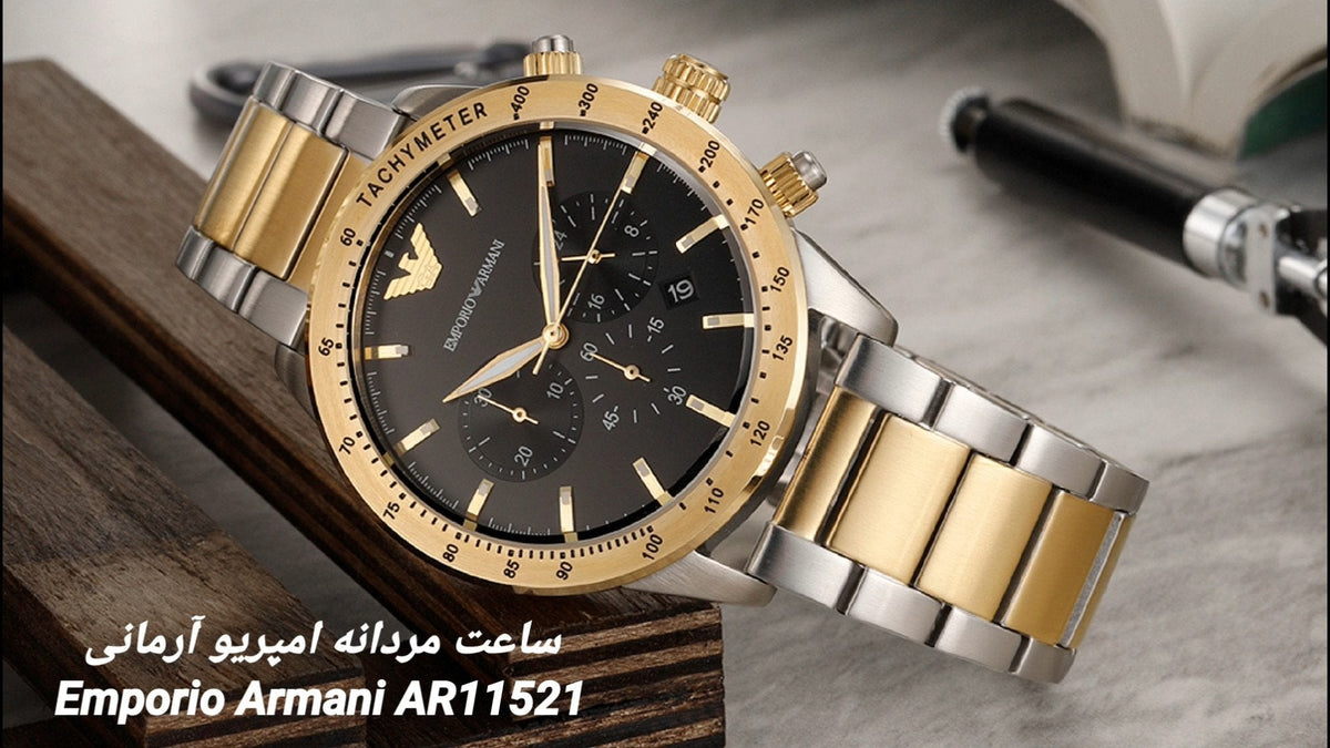  Shop Authentic Emporio Armani Analog Chronograph Black Dial Two Tone Steel Strap Watch For Men - AR11521 - Luxxuri