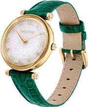  Shop Authentic Swarovski Crystalline Wonder Silver Dial Green Leather Strap Watch for Women - 5656893 - Luxxuri