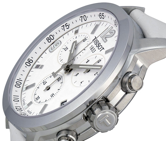  Shop Authentic Tissot PRC 200 Chronograph White Dial White Leather Strap Watch For Men - T055.417.16.017.00 - Luxxuri