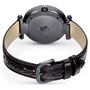  Shop Authentic Swarovski Crystalline Wonder Black Dial Black Leather Strap Watch for Women - 5664311 - Luxxuri