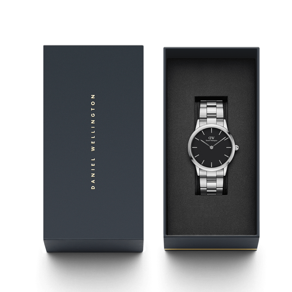  Shop Authentic Daniel Wellington Iconic Link Black Dial Silver Steel Strap Watch For Women - DW00100342 - Luxxuri