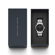  Shop Authentic Daniel Wellington Iconic Link Black Dial Silver Steel Strap Watch For Women - DW00100342 - Luxxuri