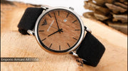  Shop Authentic Emporio Armani Luigi Analog Brown Dial Black Leather Strap Watch For Men - AR11156 - Luxxuri
