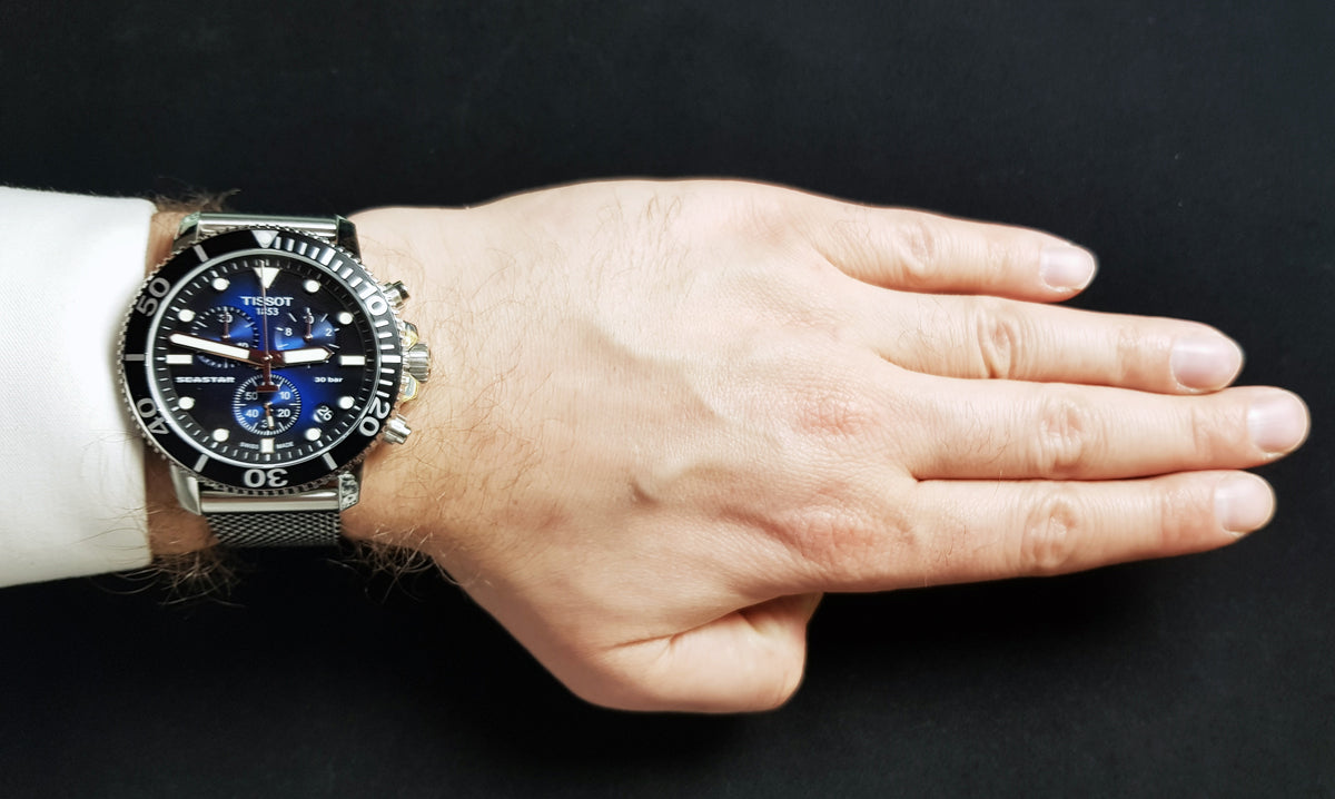  Shop Authentic Tissot Seastar 1000 Chronograph Blue Dial Silver Mesh Bracelet Watch For Men - T120.417.11.041.02 - Luxxuri