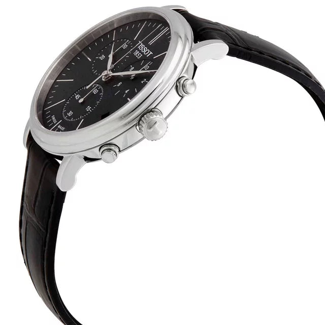  Shop Authentic Tissot Carson Premium Chronograph Black Dial Black Leather Strap Watch For Men - T122.417.16.051.00 - Luxxuri