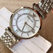  Shop Authentic Emporio Armani Gianni T-Bar Mother of Pearl Dial Silver Stainless Steel Watch For Women - AR1908 - Luxxuri