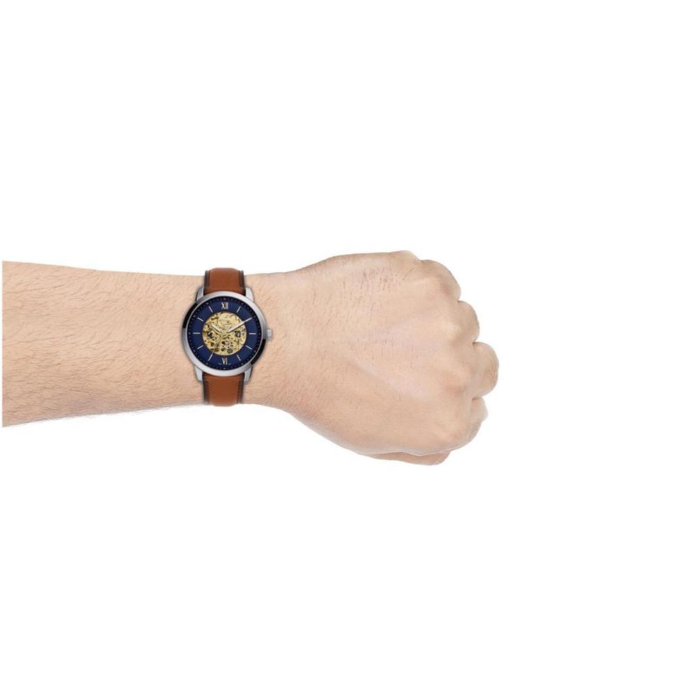  Shop Authentic Fossil Neutra Automatic Luggage Skeleton Blue Dial Brown Leather Strap Watch for Men - ME3160 - Luxxuri