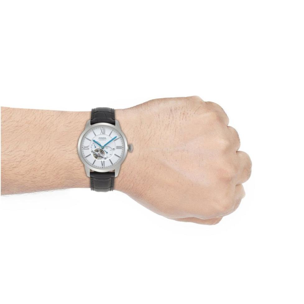  Shop Authentic Fossil Townsman Automatic Chronograph White Dial Blue Leather Strap Watch for Men - ME3167 - Luxxuri