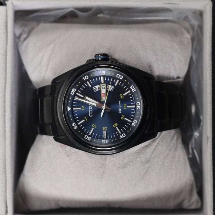  Shop Authentic Citizen Eco Drive Blue Dial Black Steel Strap Watch For Men - AW0024-58LB - Luxxuri