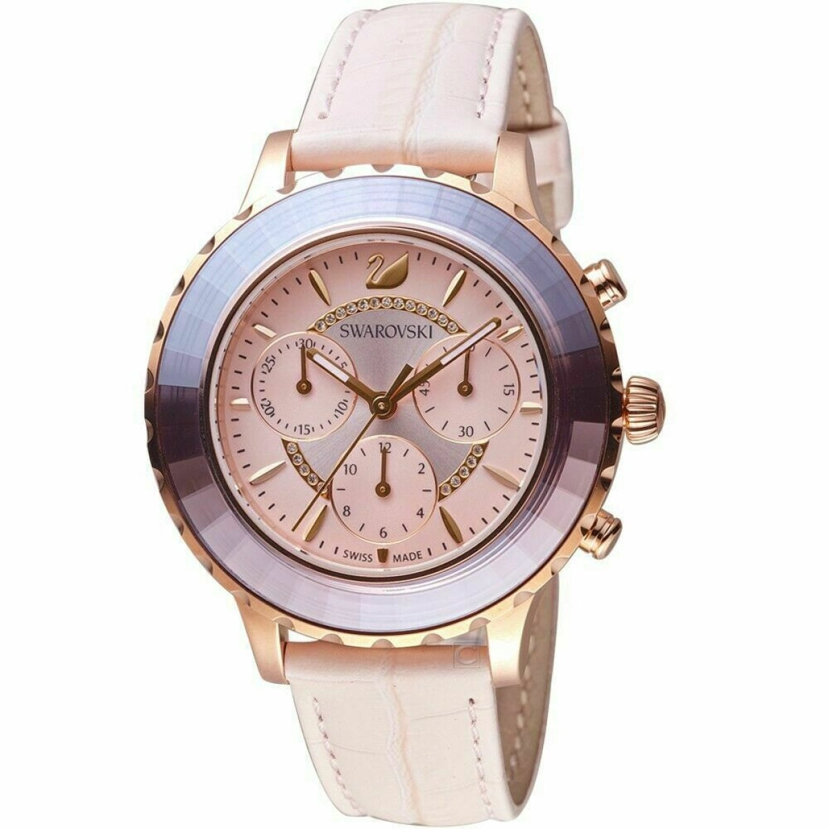  Shop Authentic Swarovski Octea Lux Chrono Pink Dial Pink Leather Strap Watch for Women - 5452501 - Luxxuri
