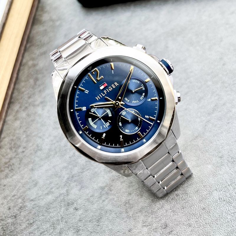  Shop Authentic Tommy Hilfiger Lars Chronograph Blue Dial Silver Steel Strap Watch For Men - 1792059 - Luxxuri