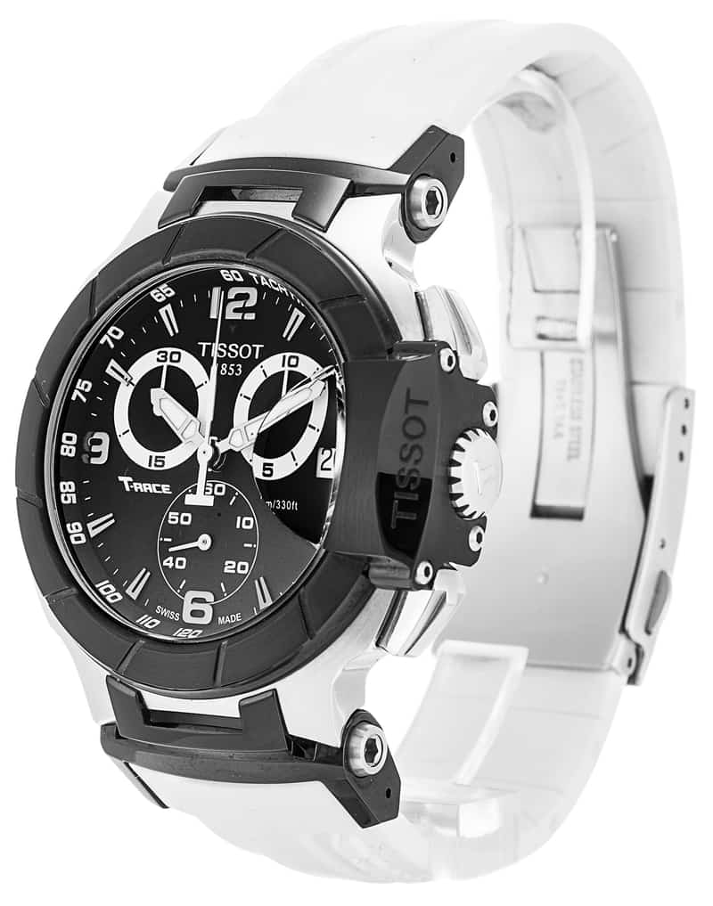  Shop Authentic Tissot T Race Chronograph Black Dial White Rubber Strap Watch for Men - T048.417.27.057.05 - Luxxuri