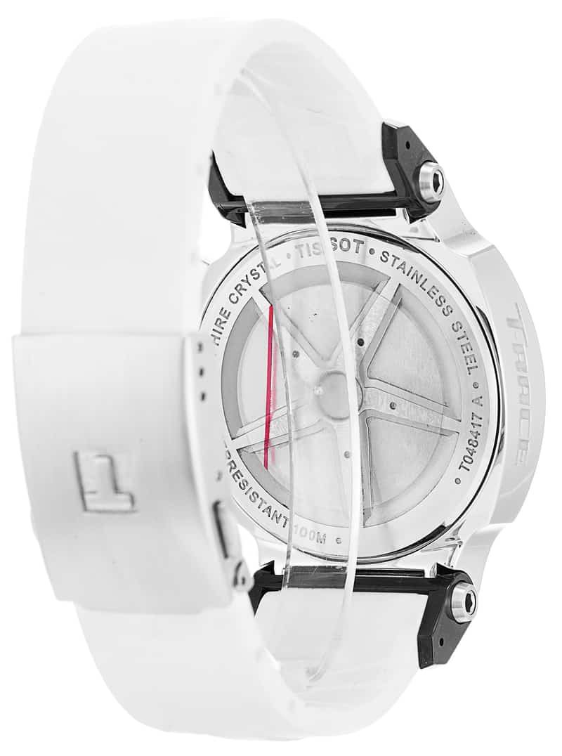  Shop Authentic Tissot T Race Chronograph Black Dial White Rubber Strap Watch for Men - T048.417.27.057.05 - Luxxuri