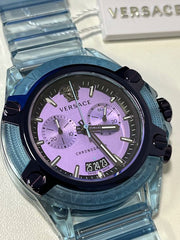  Shop Authentic Versace Icon Active Chronograph Purple Dial Blue Silicone Strap Watch For Men - VEZ701523 - Luxxuri