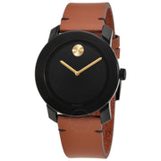  Shop Authentic Movado Bold Black Dial Brown Leather Strap Watch For Men - 3600305 - Luxxuri